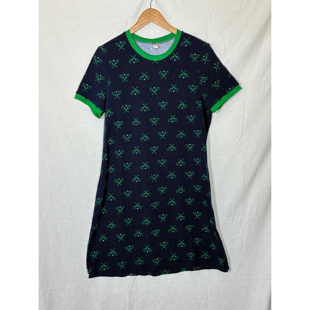 Handmade Tennis Print Cotton Jersey T-Shirt Dress Size L Pickleball Novelty OOAK